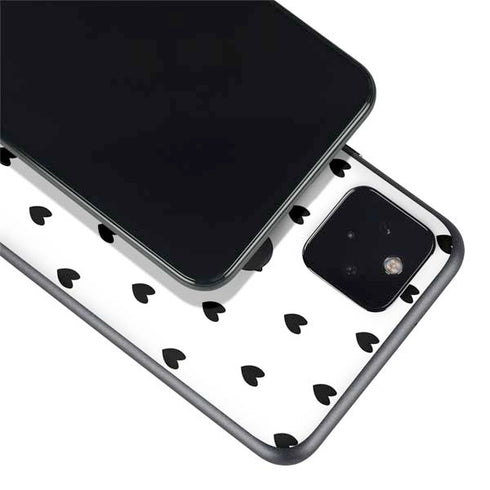 White and Black Hearts Google Pixel 4a 5G Skin